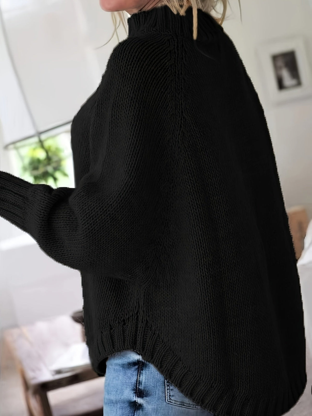 RELAXED RIBBED FLARED SWEATER FOR WOMEN