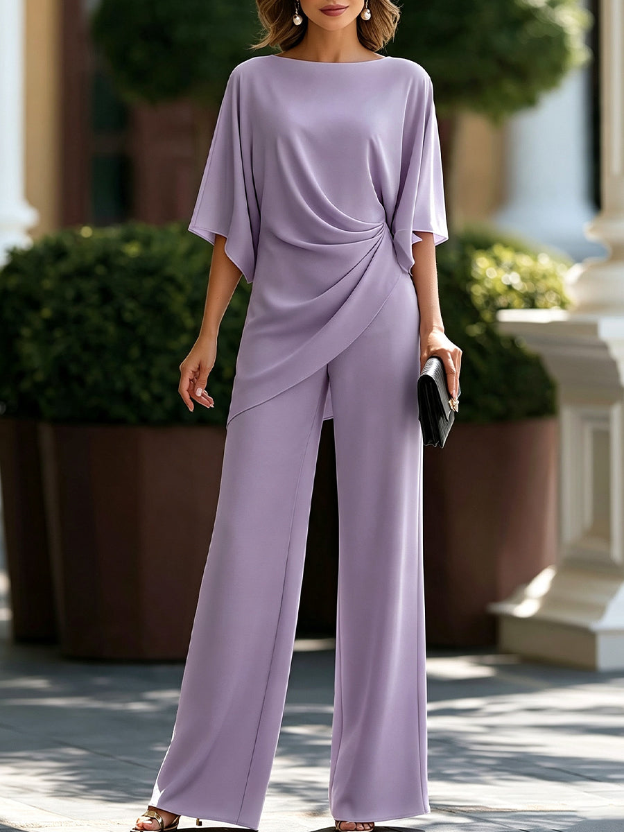 ELEGANT ASYMMETRIC WIDE-LEG SET FOR WOMEN