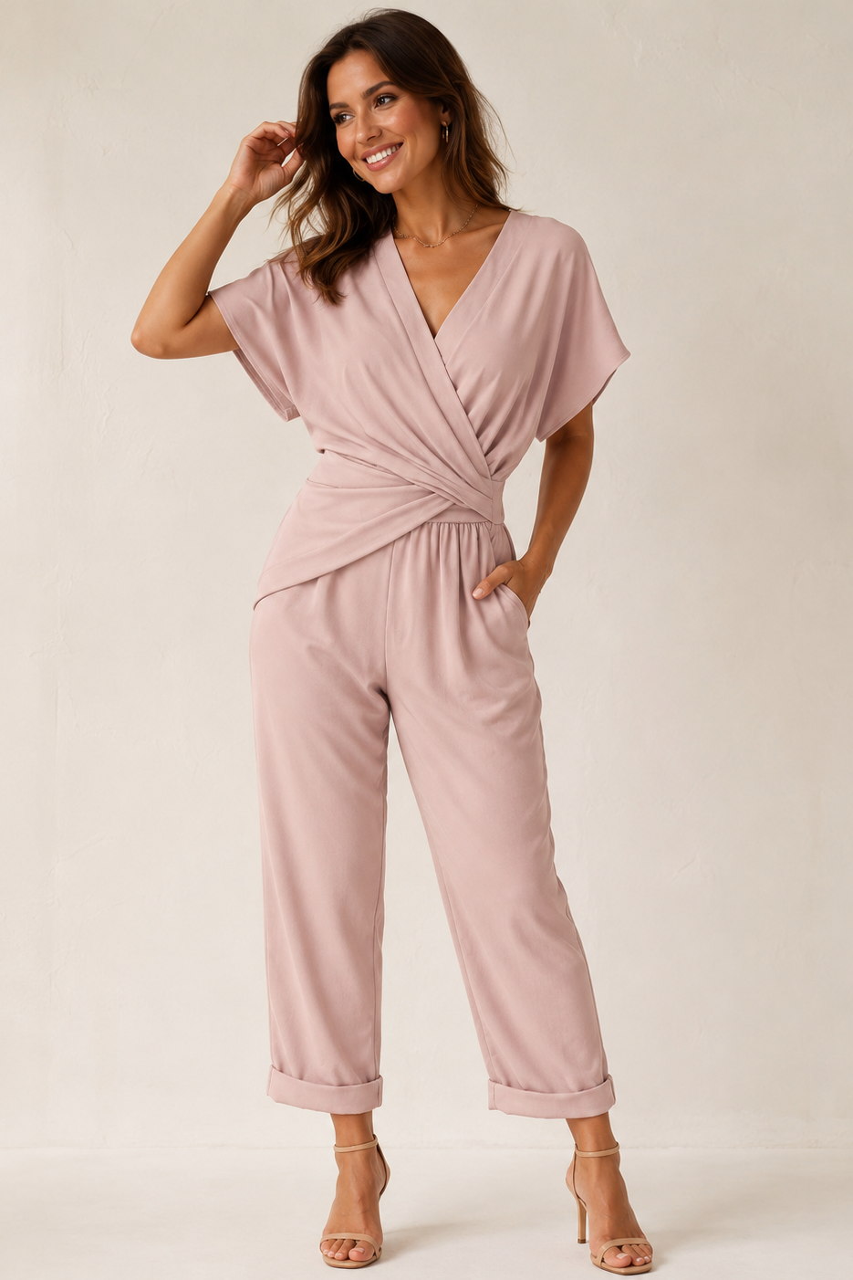 WRAP WIDE-LEG JUMPSUIT FOR WOMEN