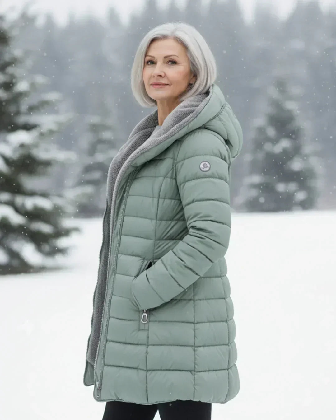 LONG A-LINE QUILTED JACKET FOR WOMEN