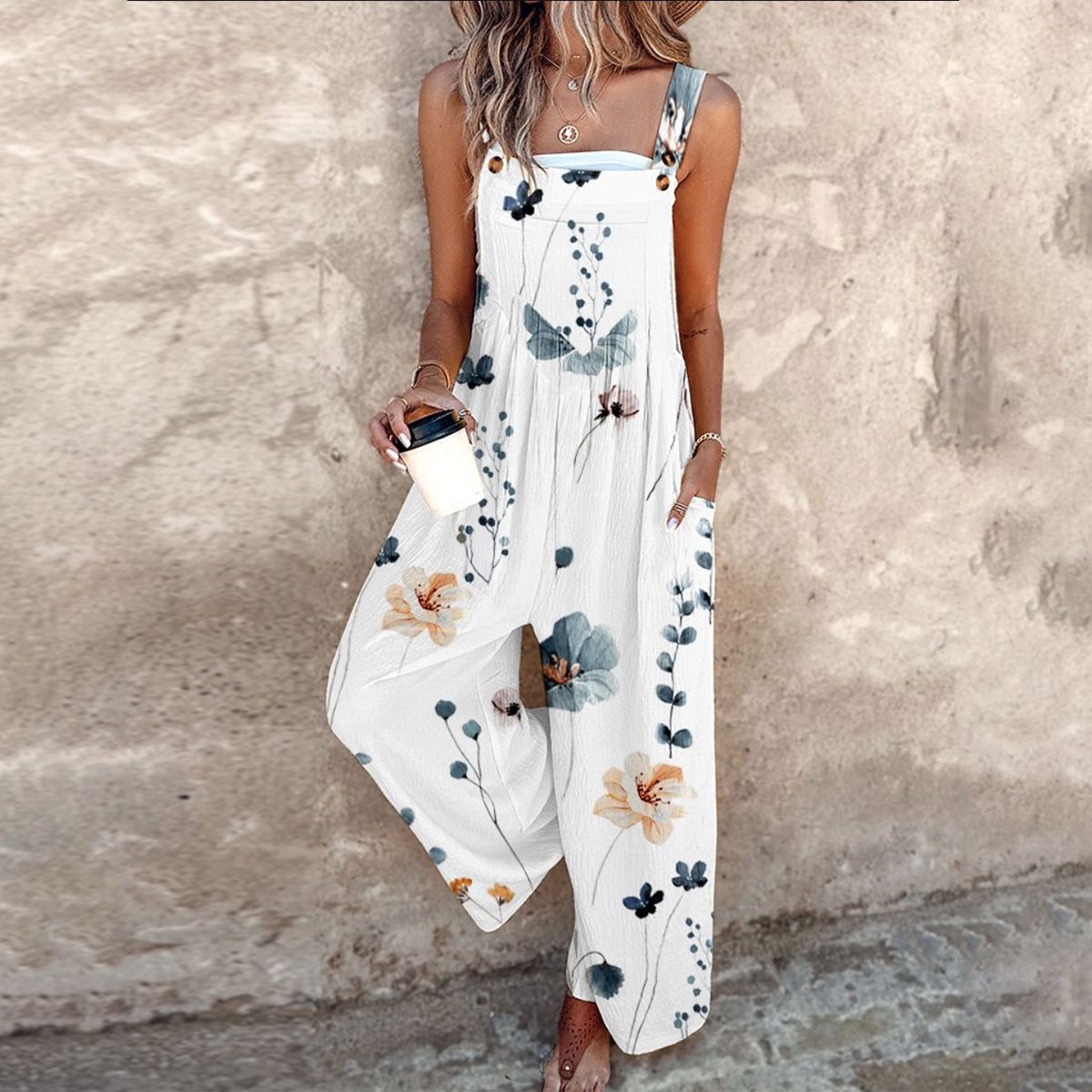 FLORAL PRINT OVERALLS FOR WOMEN