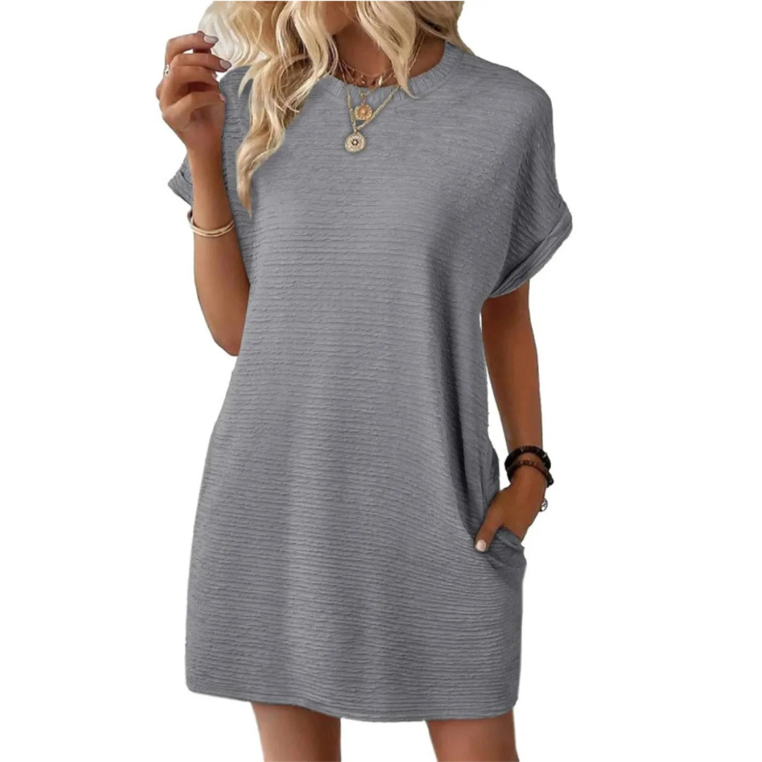MINIMALIST ROUND NECK DRESS FOR WOMEN
