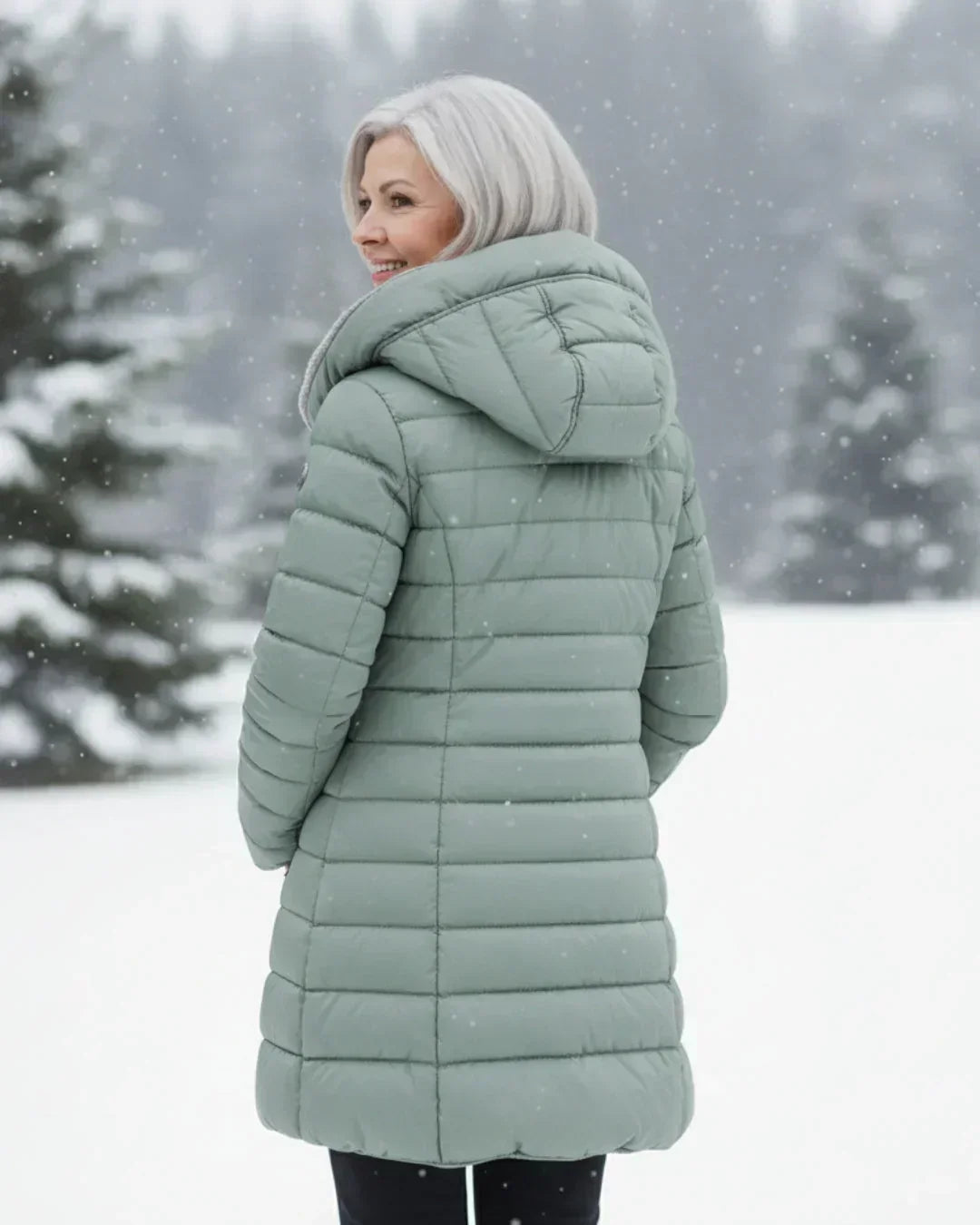 LONG A-LINE QUILTED JACKET FOR WOMEN