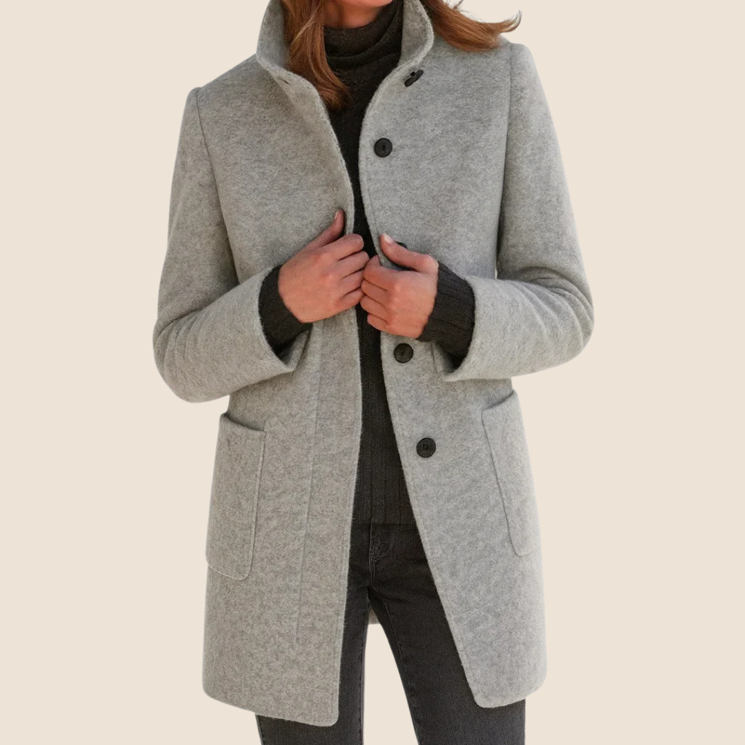 FITTED BUTTON COAT FOR WOMEN