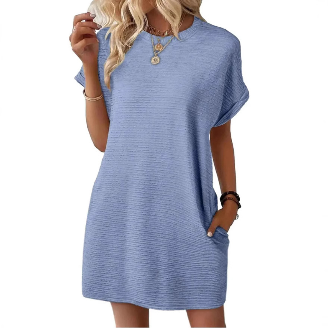 MINIMALIST ROUND NECK DRESS FOR WOMEN