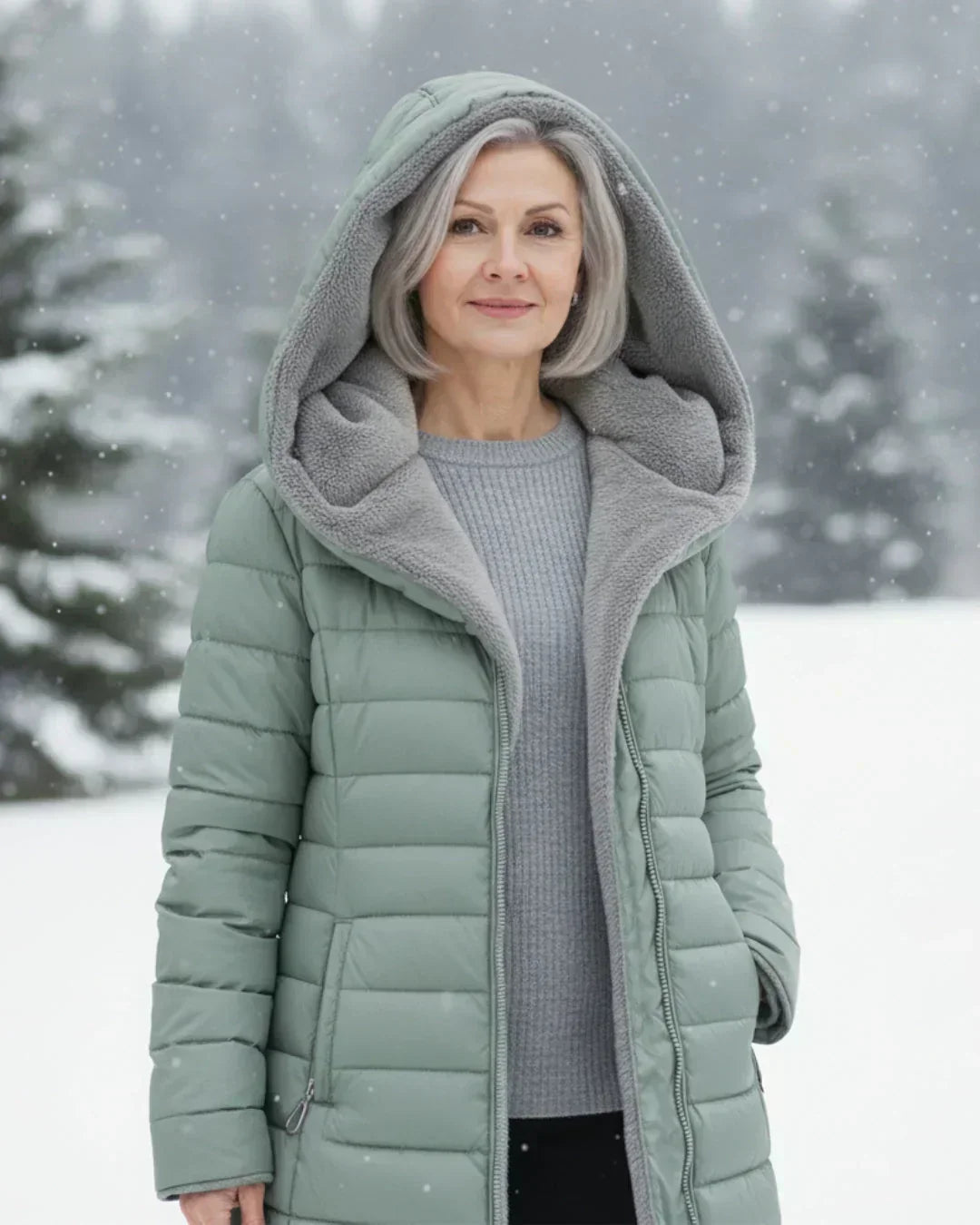LONG A-LINE QUILTED JACKET FOR WOMEN