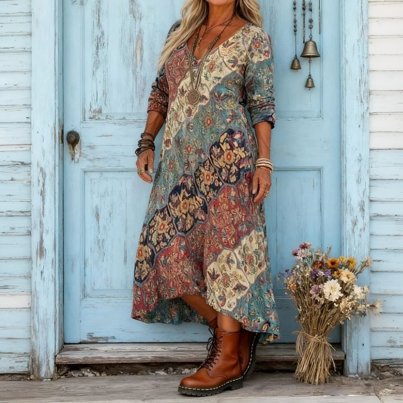 ETHNIC PRINT DRESS FOR WOMEN