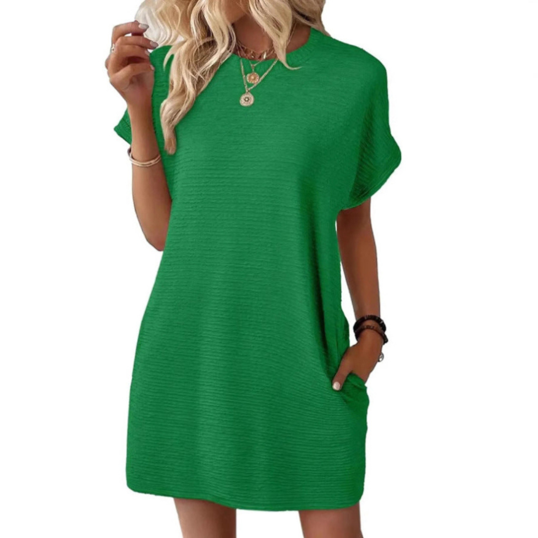 MINIMALIST ROUND NECK DRESS FOR WOMEN