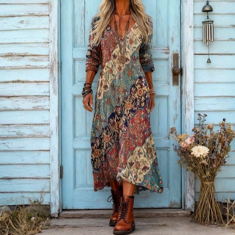 ETHNIC PRINT DRESS FOR WOMEN