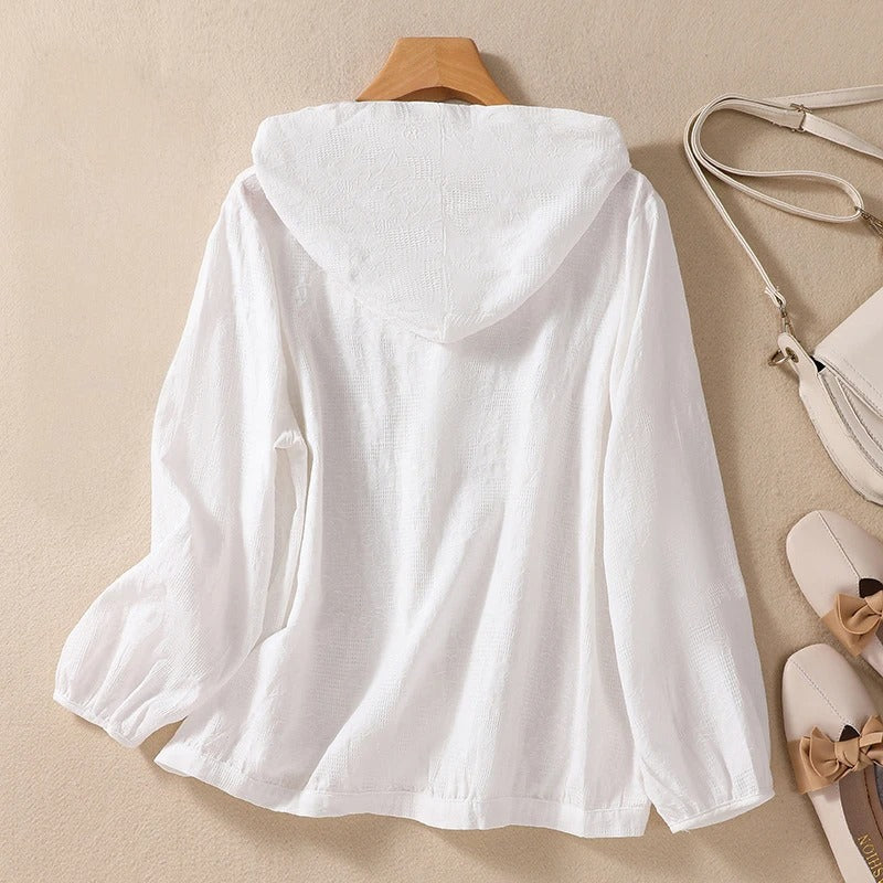 RELAXED LINEN HOODIE FOR WOMEN