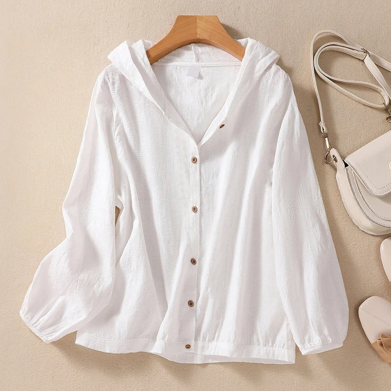 RELAXED LINEN HOODIE FOR WOMEN