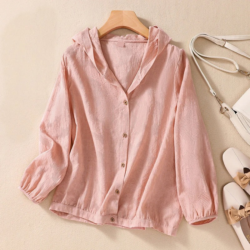 RELAXED LINEN HOODIE FOR WOMEN
