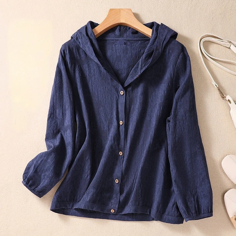 RELAXED LINEN HOODIE FOR WOMEN