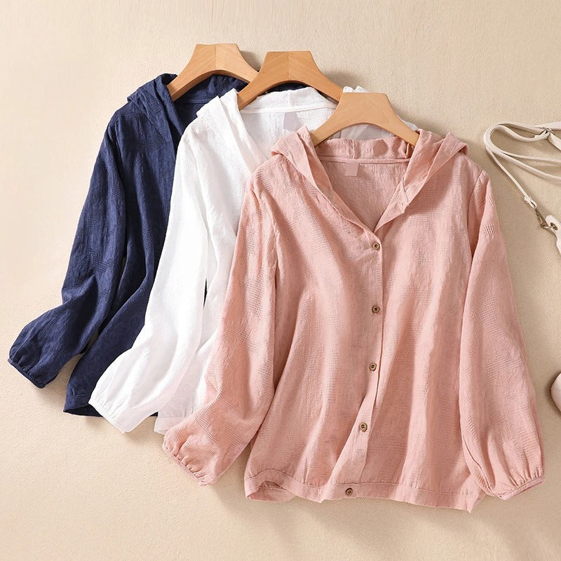RELAXED LINEN HOODIE FOR WOMEN