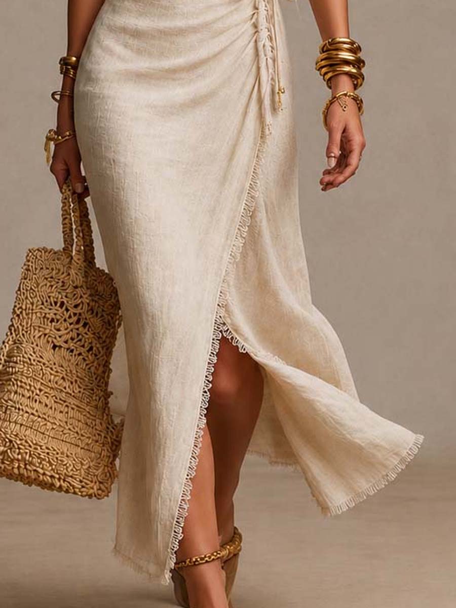 LACE-TRIM MIDI DRESS FOR WOMEN