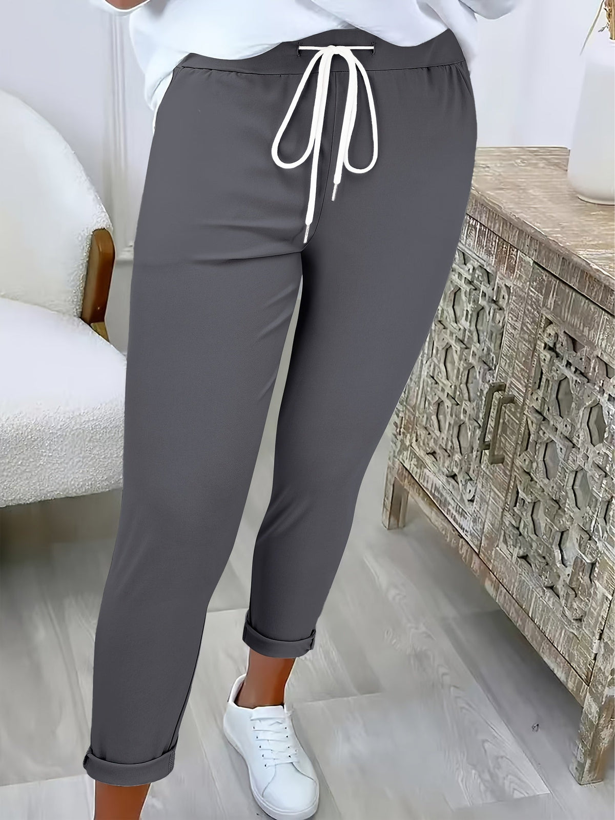 SLIM FIT DRAWSTRING PANTS FOR WOMEN