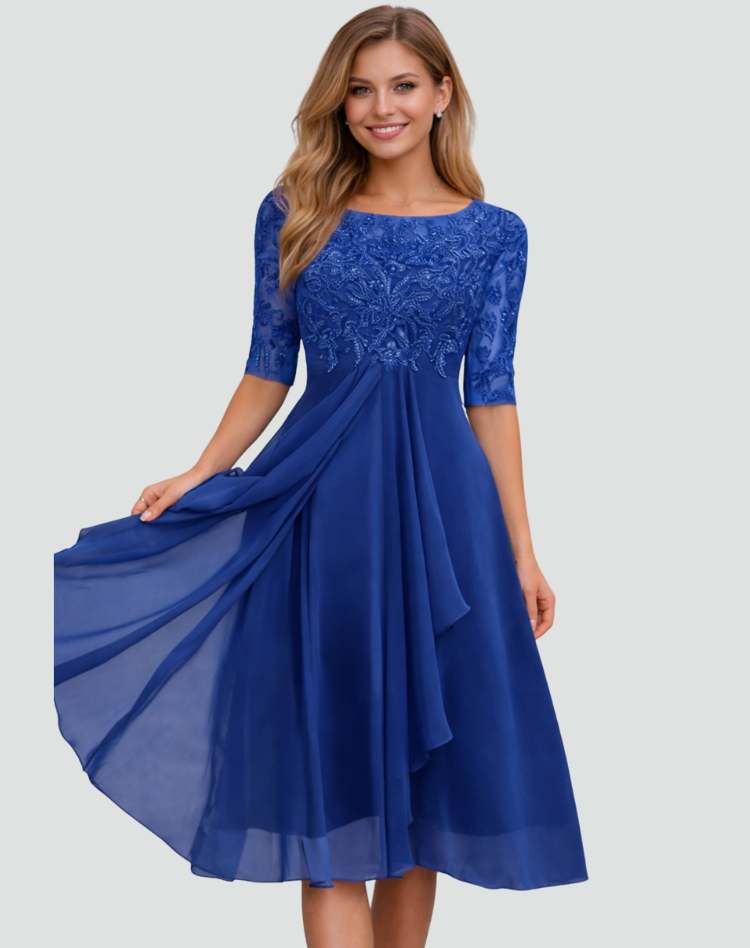 LACE TULLE MIDI DRESS FOR WOMEN