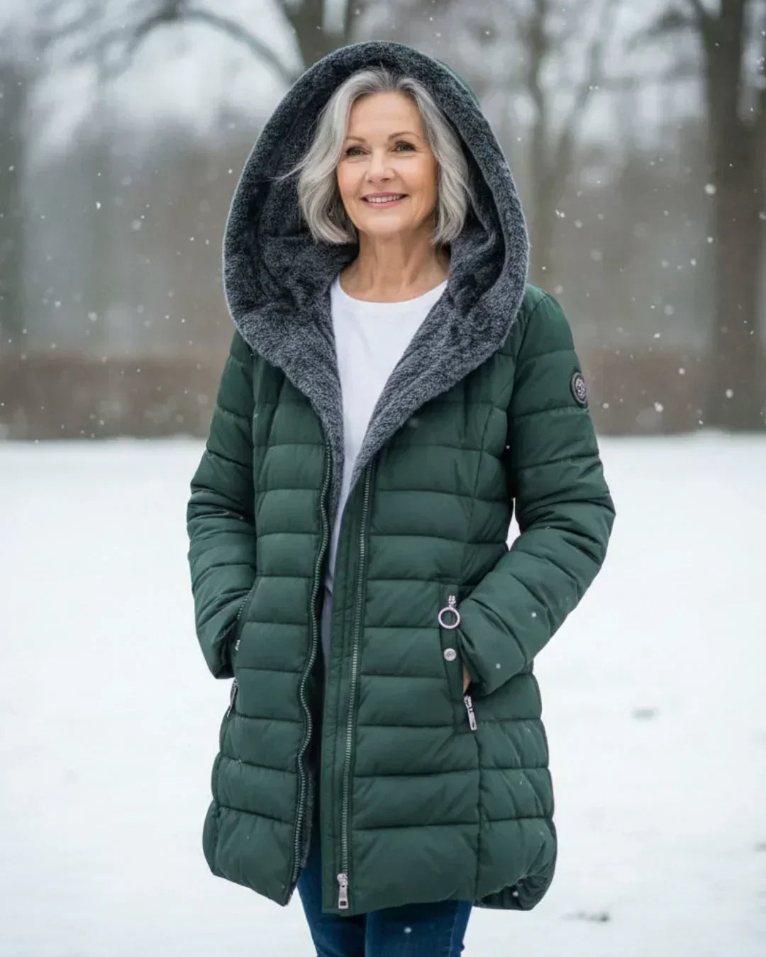 LONG A-LINE QUILTED JACKET FOR WOMEN