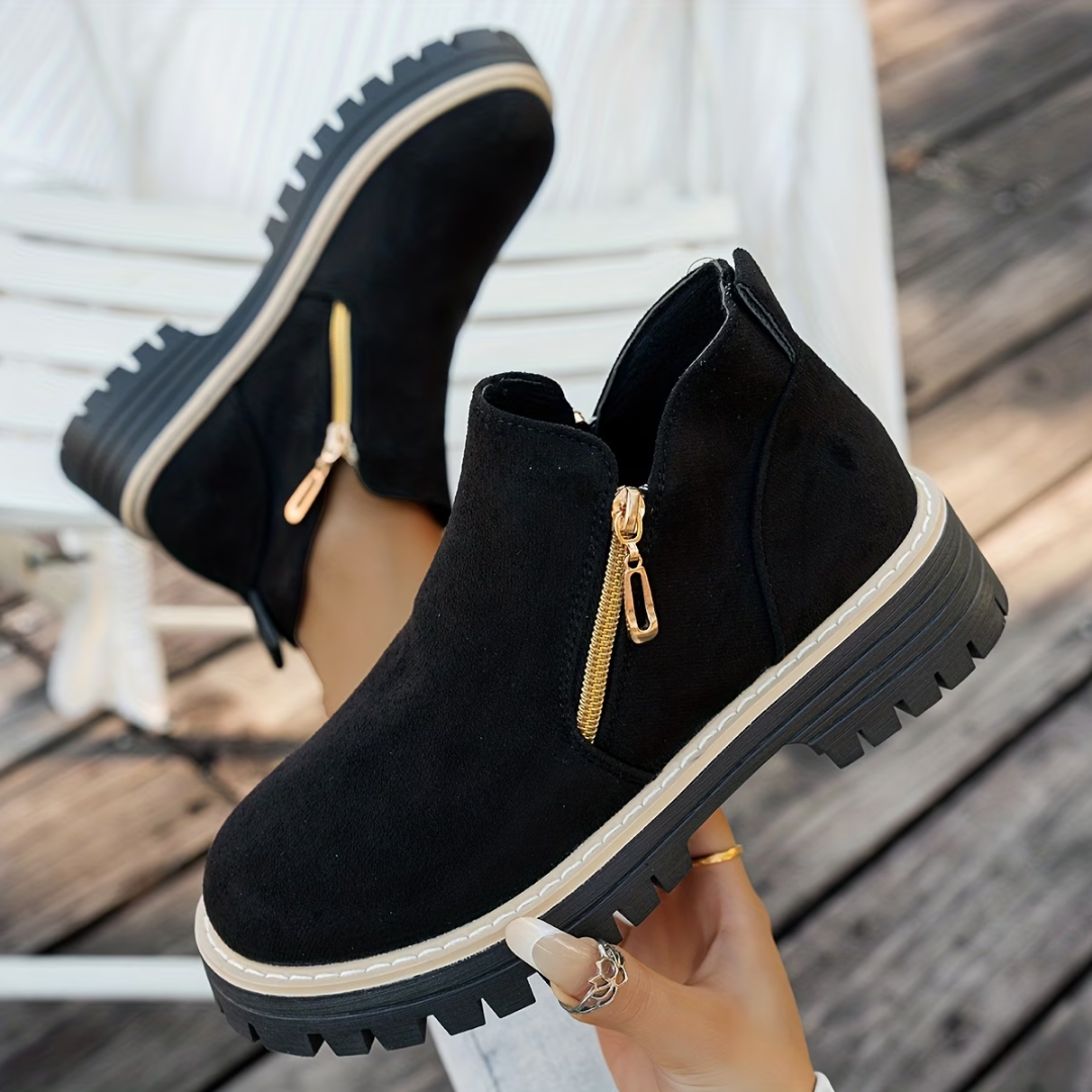 DOUBLE-ZIP ANKLE BOOTS FOR WOMEN