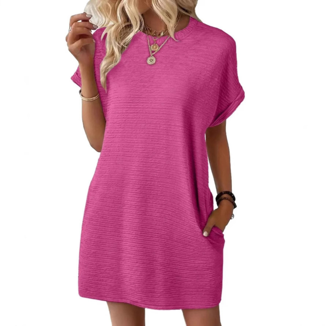MINIMALIST ROUND NECK DRESS FOR WOMEN