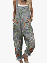PRINTED WIDE LEG OVERALLS FOR WOMEN