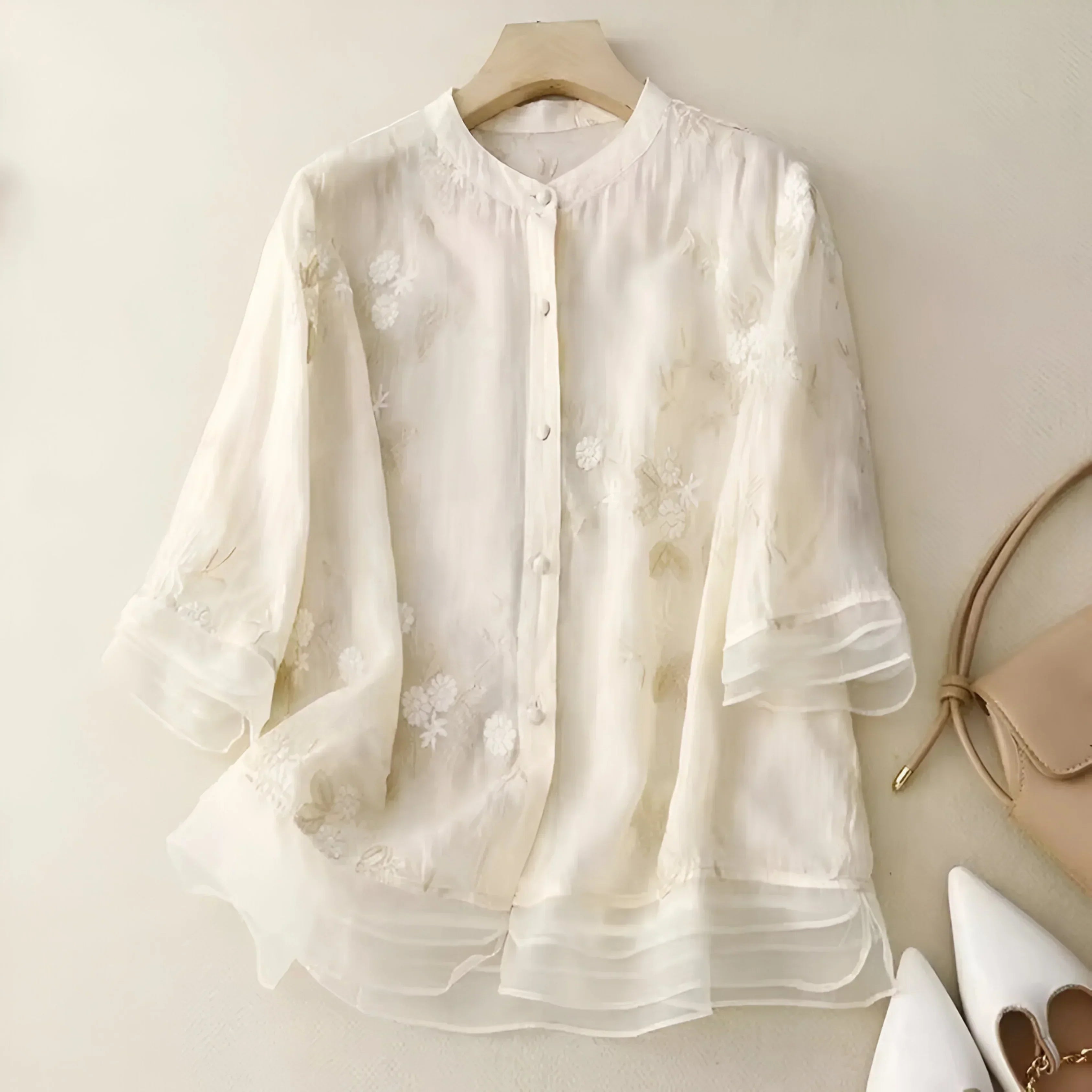 EMBROIDERED COTTON TOP FOR WOMEN