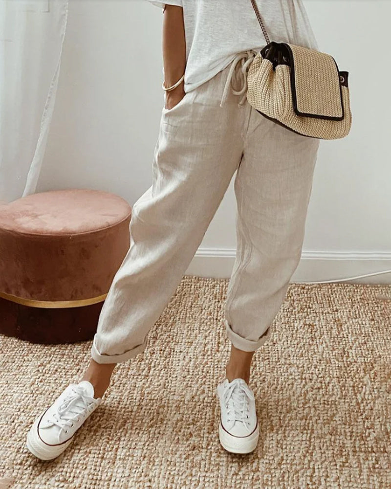FLOWS LINEN TROUSERS FOR WOMEN