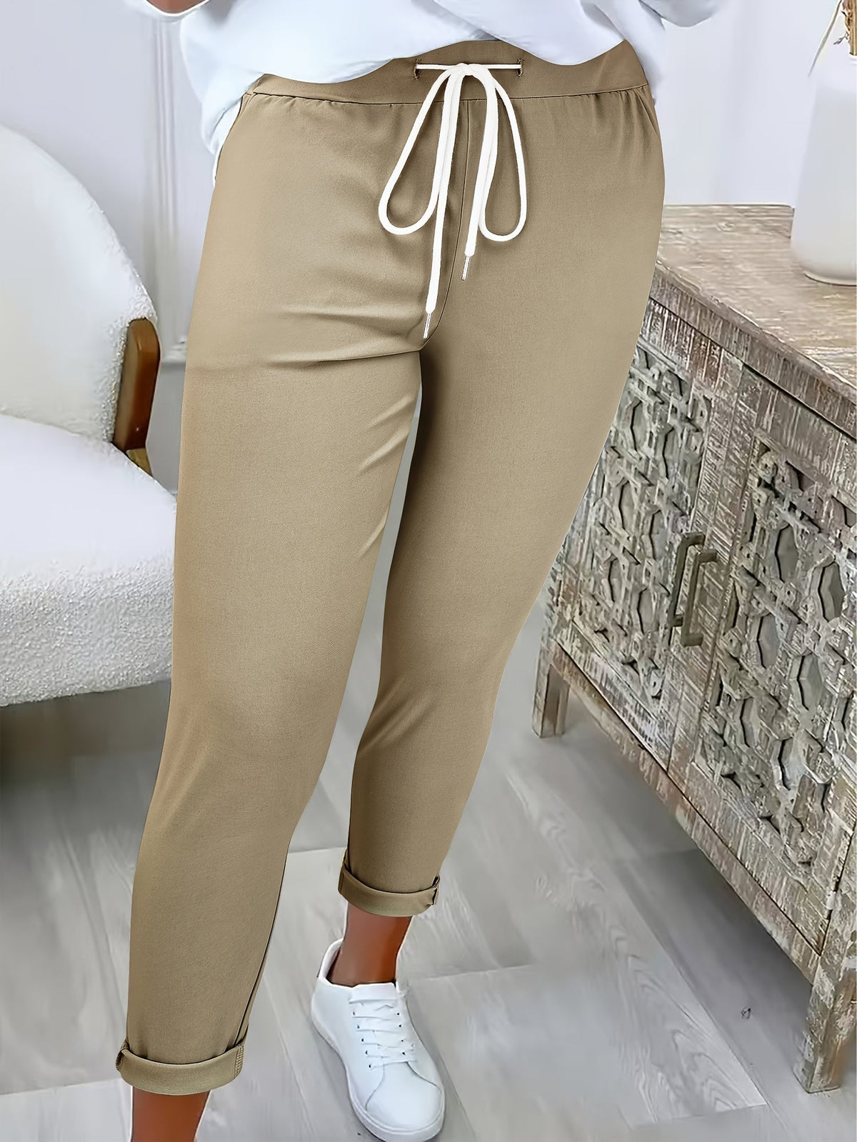 SLIM FIT DRAWSTRING PANTS FOR WOMEN