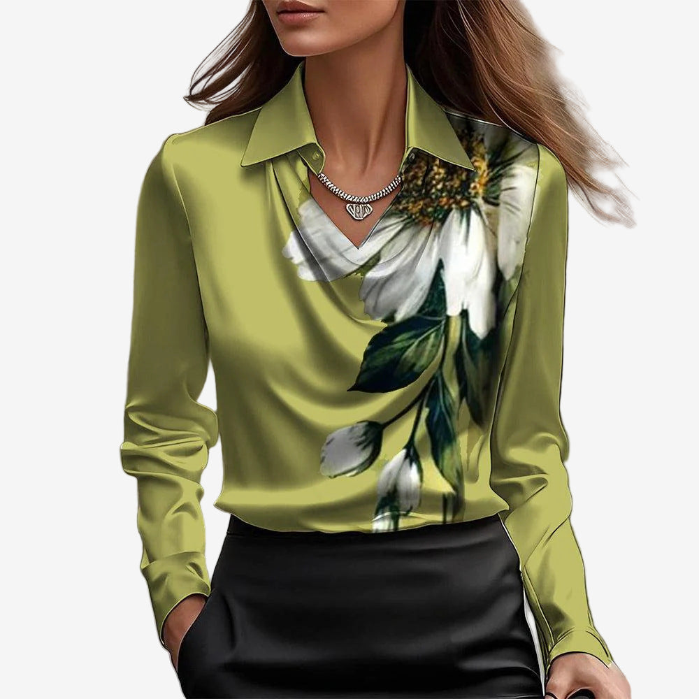 DRAPED COWL NECK BLOUSE FOR WOMEN