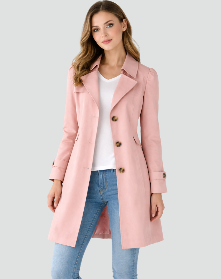FITTED LAPEL TRENCH COAT FOR WOMEN