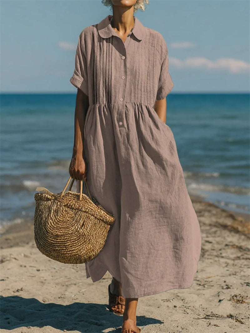FLOWING BUTTON DRESS FOR WOMEN