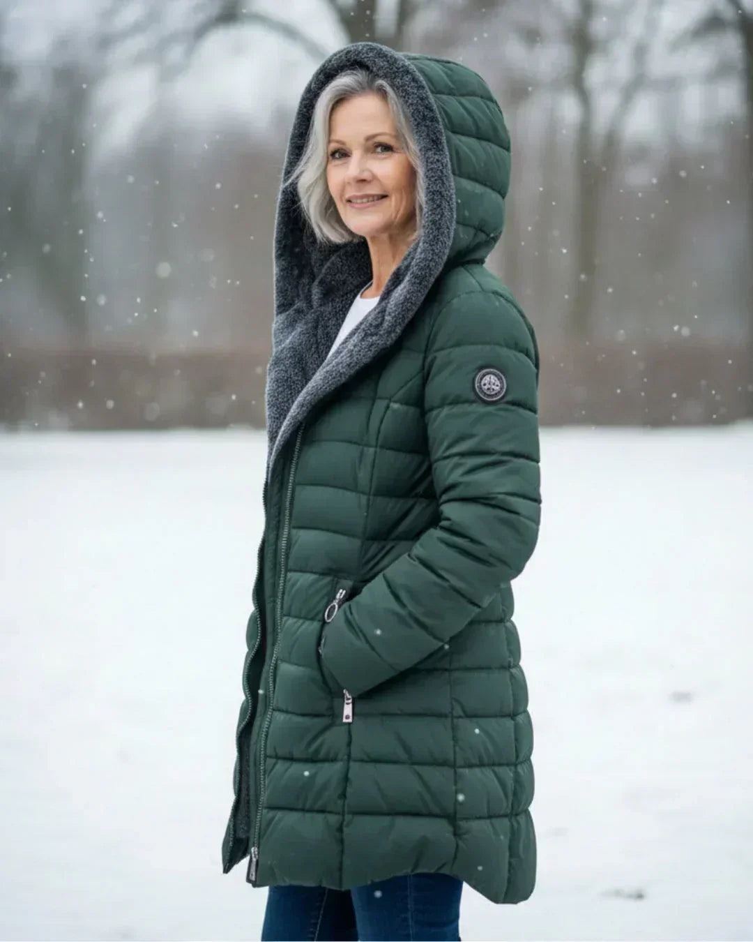 LONG A-LINE QUILTED JACKET FOR WOMEN