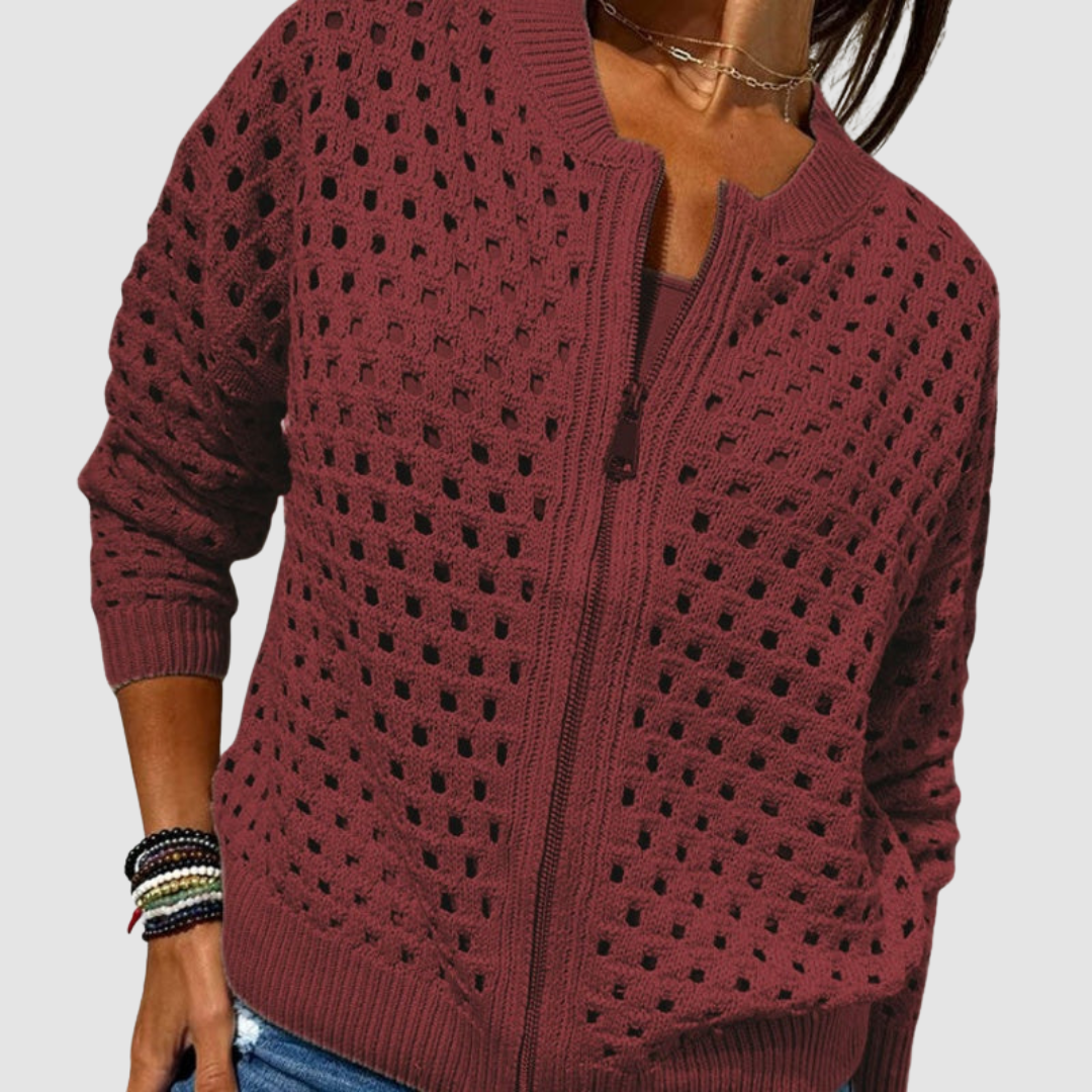 CHIC ZIP CARDIGAN FOR WOMEN