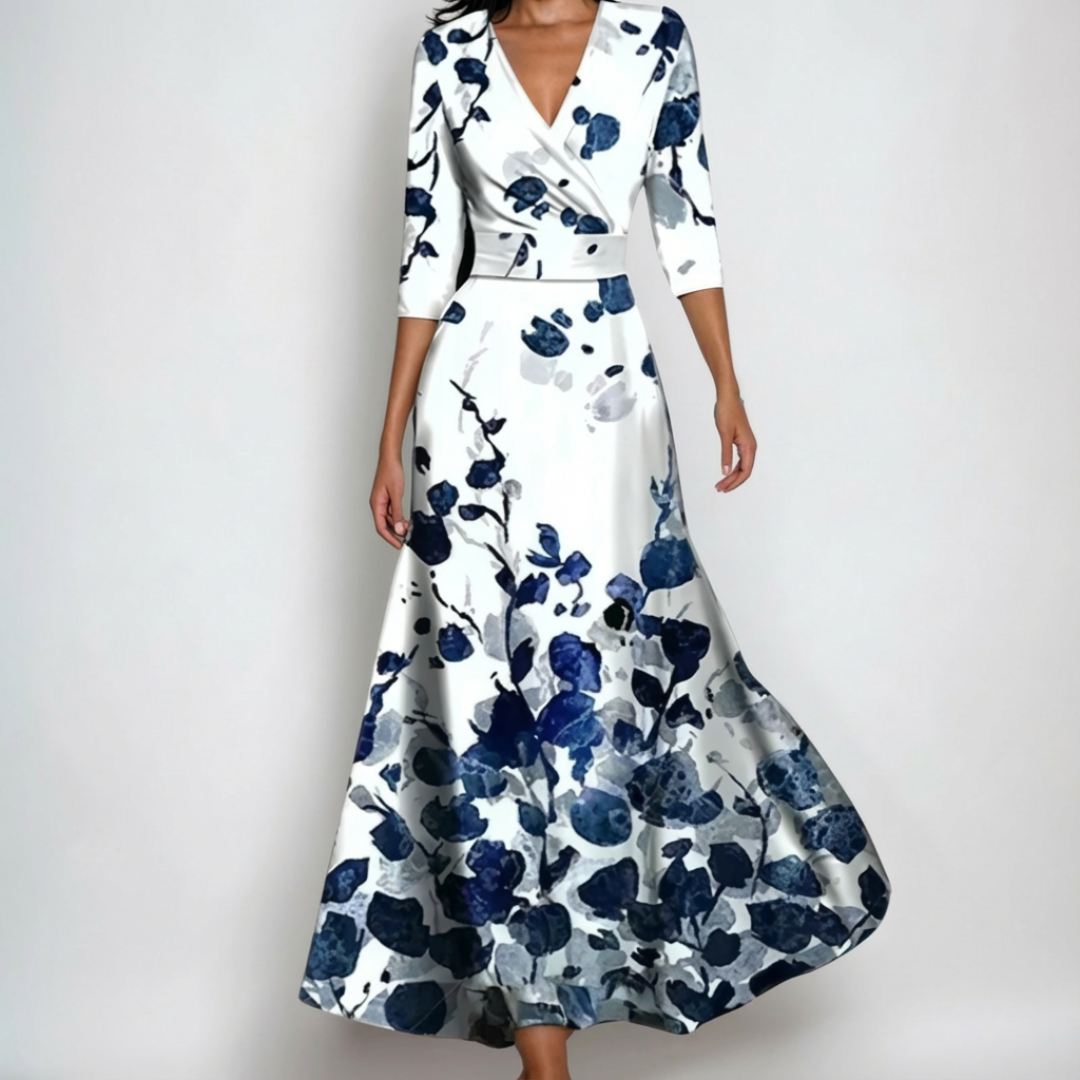 WRAP V-NECK MIDI DRESS FOR WOMEN