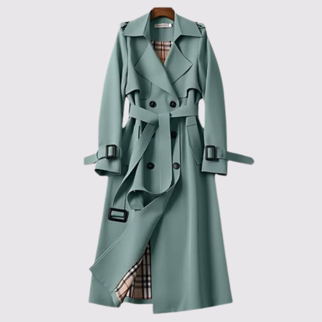 BELTED LONG TRENCH COAT FOR WOMEN