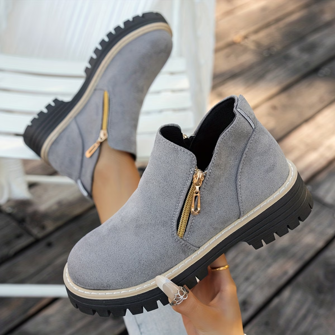 DOUBLE-ZIP ANKLE BOOTS FOR WOMEN