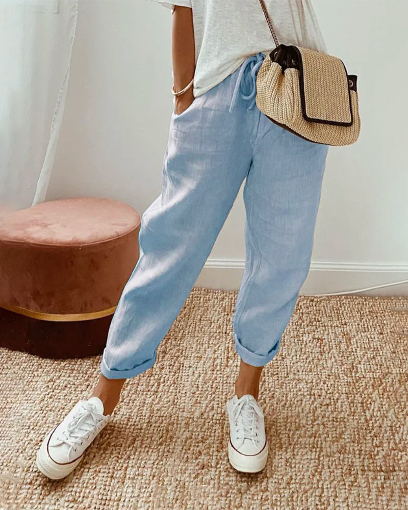 FLOWS LINEN TROUSERS FOR WOMEN
