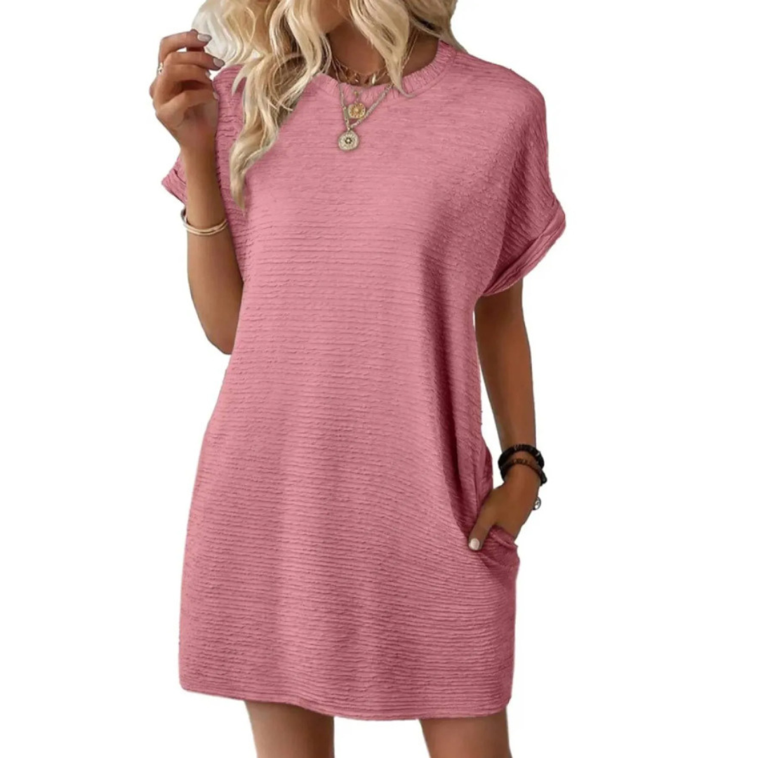 MINIMALIST ROUND NECK DRESS FOR WOMEN