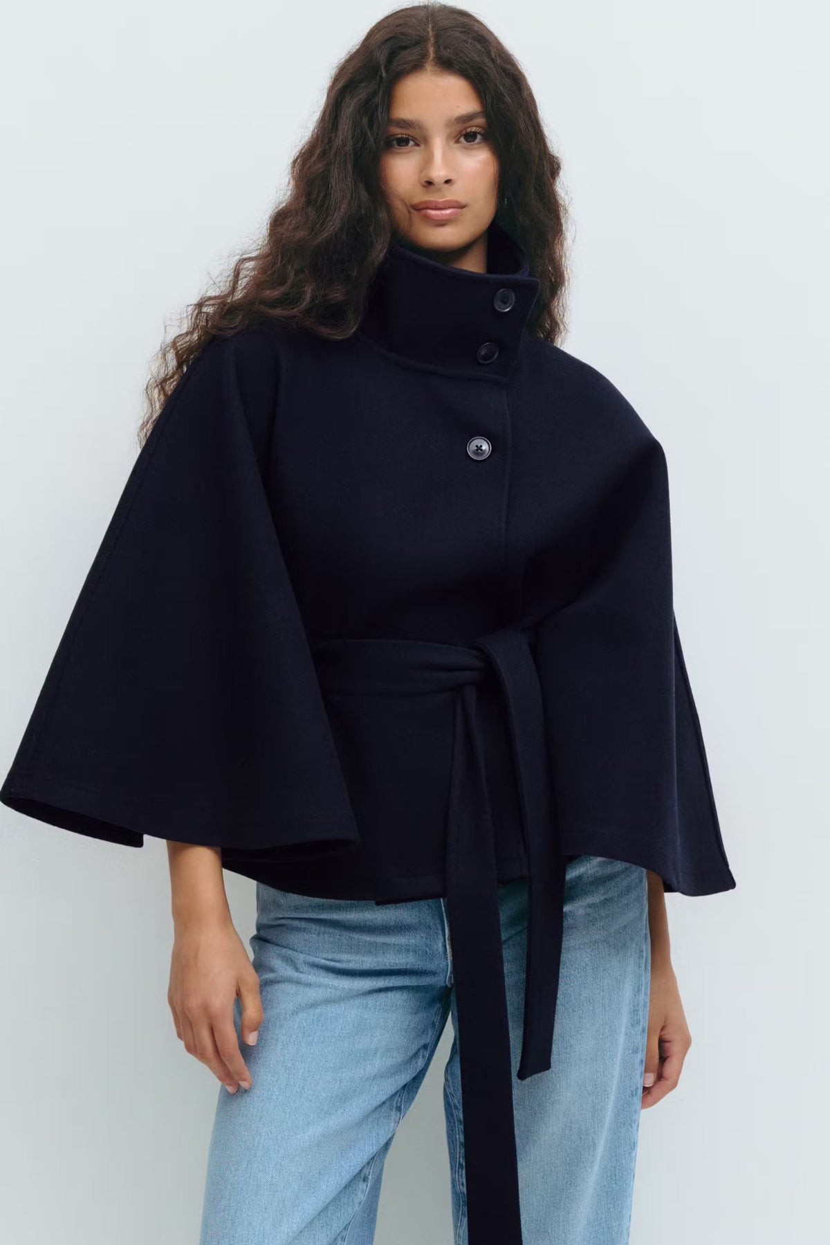 BELTED CAPE COAT FOR WOMEN