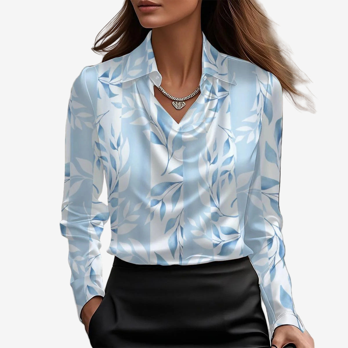 DRAPED COWL NECK BLOUSE FOR WOMEN