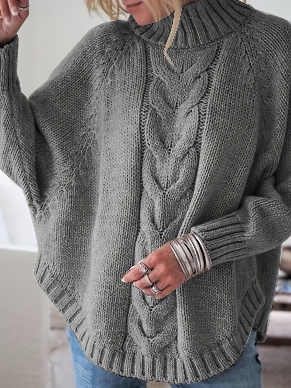 RELAXED RIBBED FLARED SWEATER FOR WOMEN