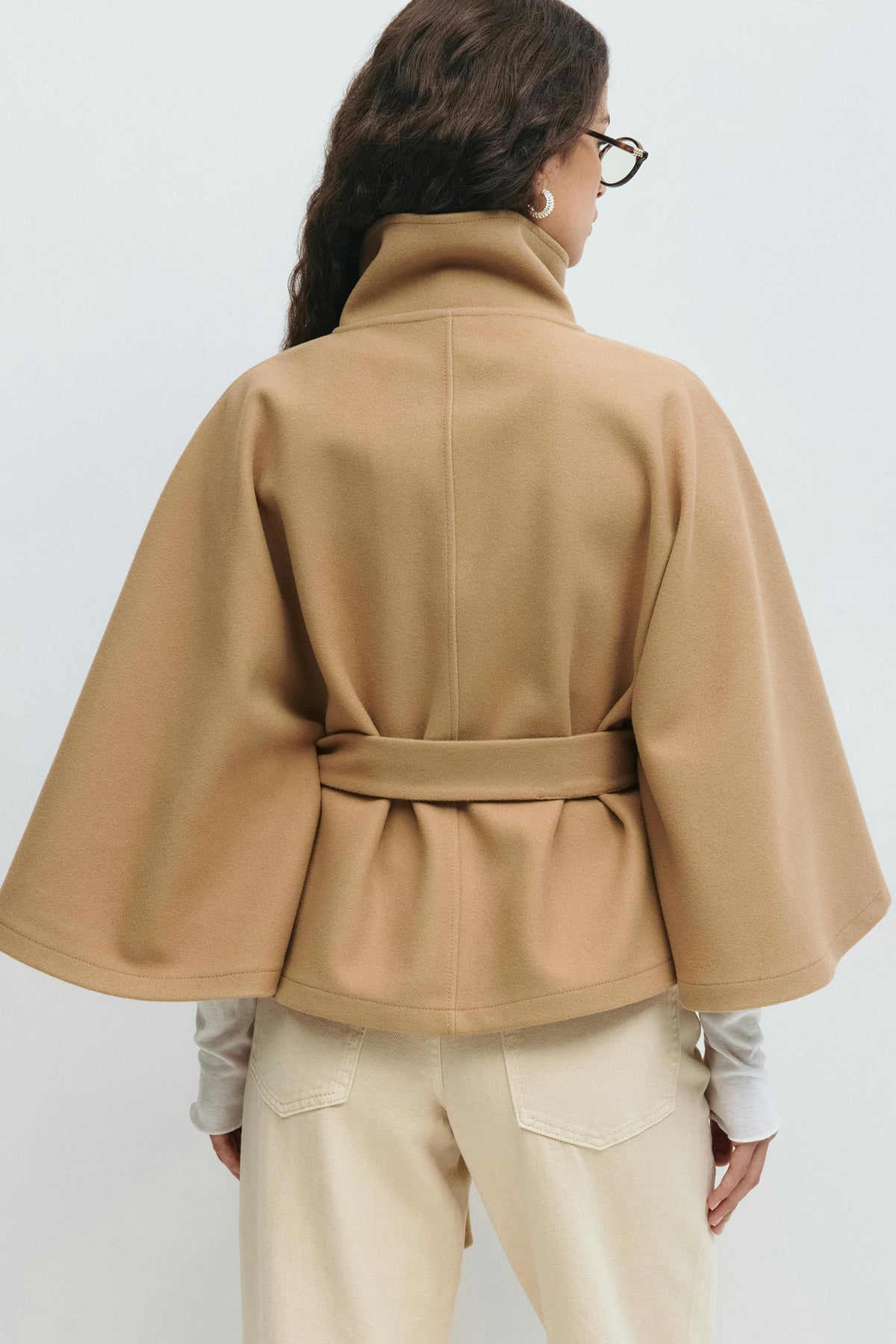 BELTED CAPE COAT FOR WOMEN