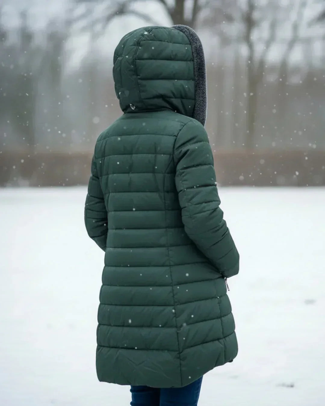 LONG A-LINE QUILTED JACKET FOR WOMEN
