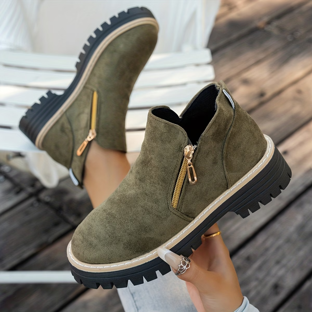 DOUBLE-ZIP ANKLE BOOTS FOR WOMEN