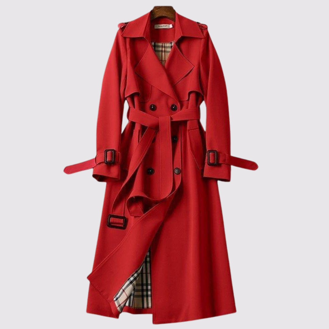 BELTED LONG TRENCH COAT FOR WOMEN