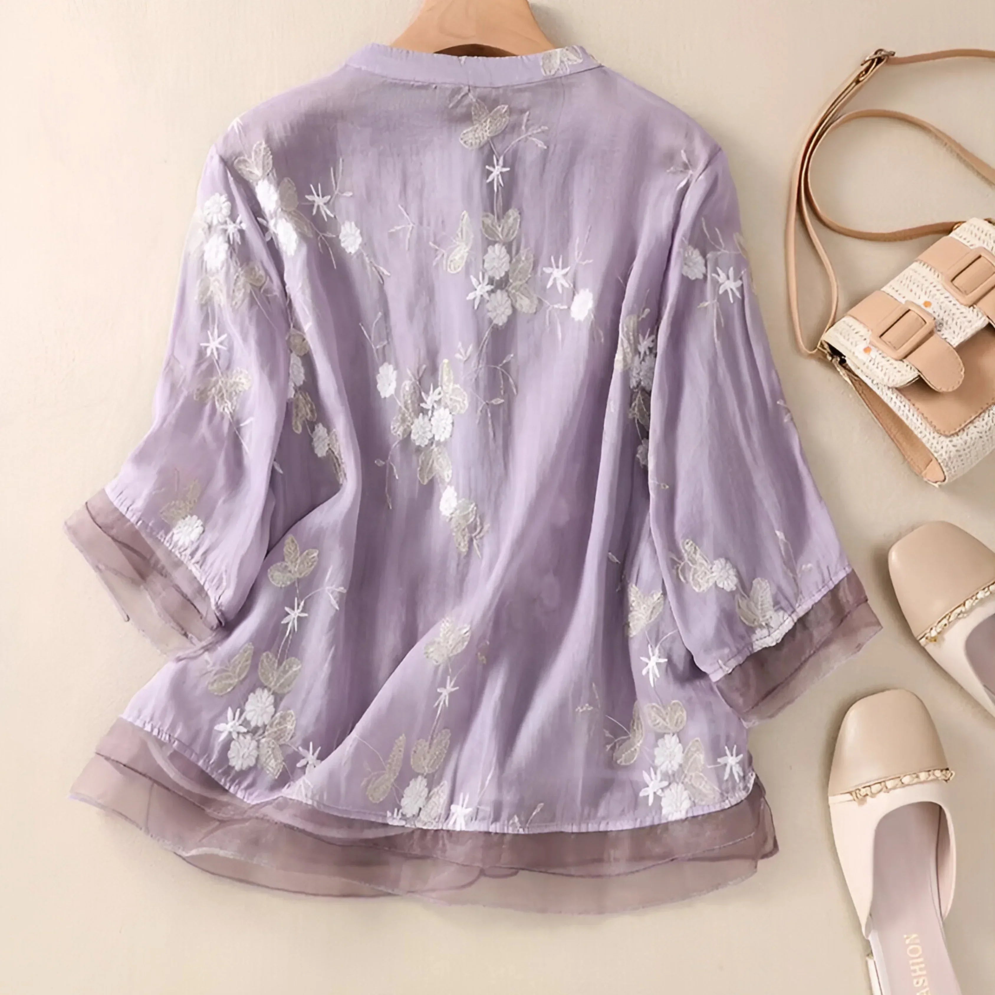 EMBROIDERED COTTON TOP FOR WOMEN