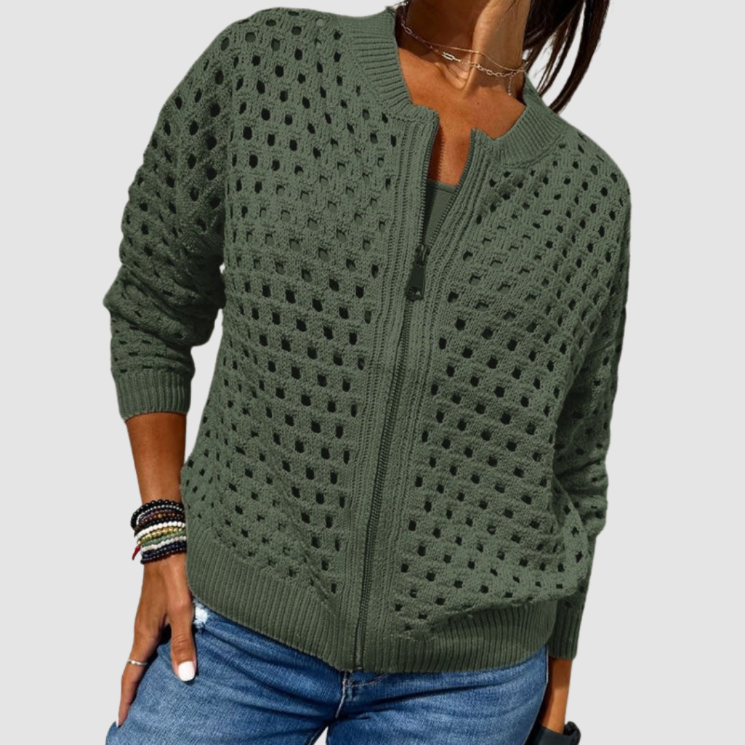 CHIC ZIP CARDIGAN FOR WOMEN