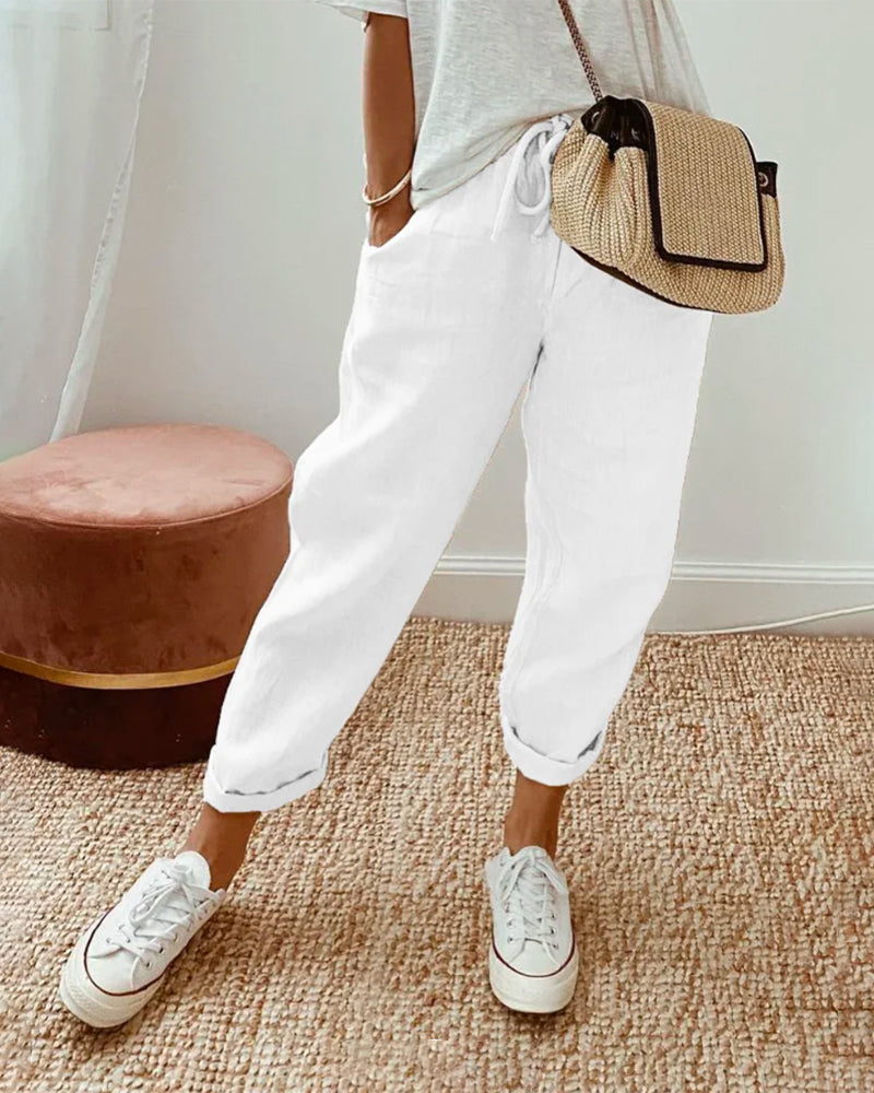 FLOWS LINEN TROUSERS FOR WOMEN