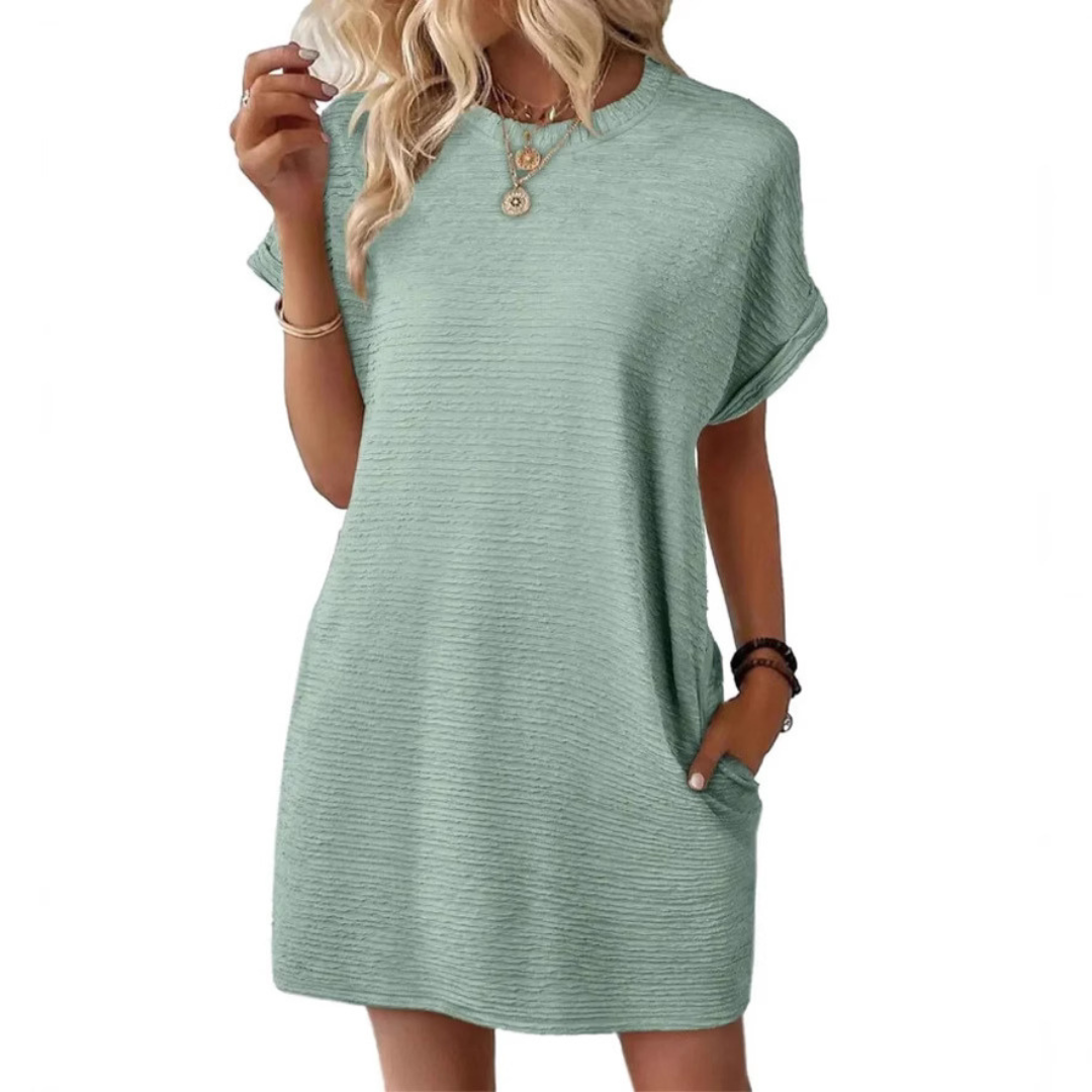 MINIMALIST ROUND NECK DRESS FOR WOMEN