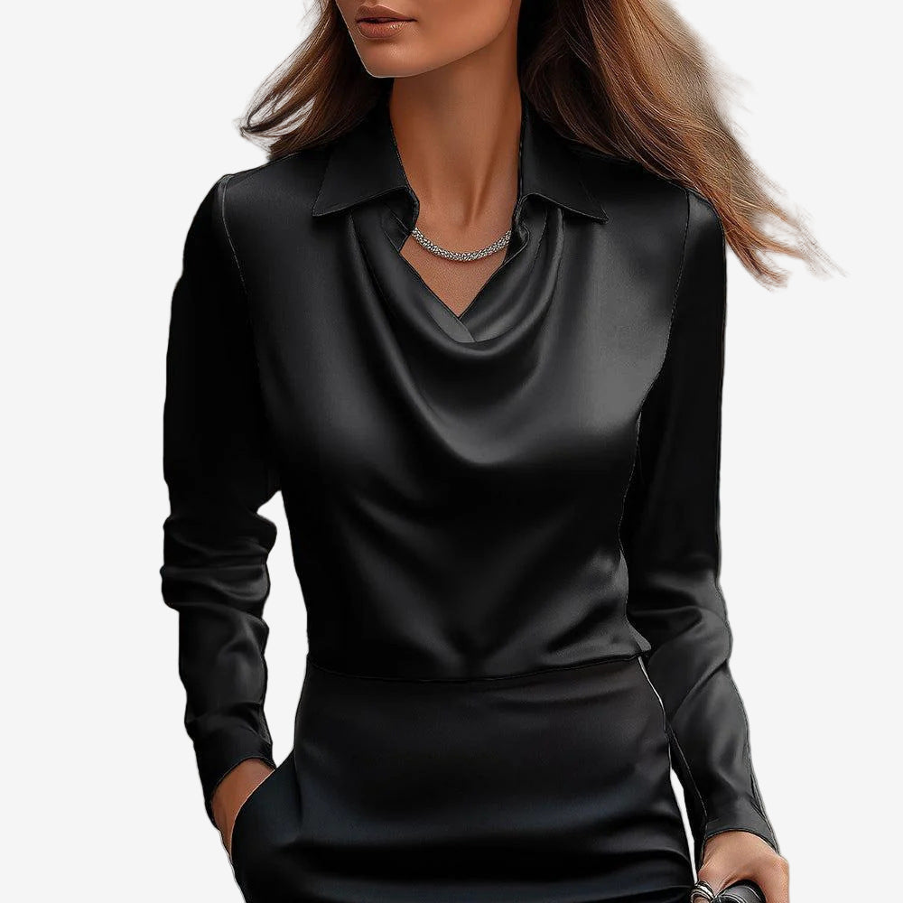 DRAPED COWL NECK BLOUSE FOR WOMEN